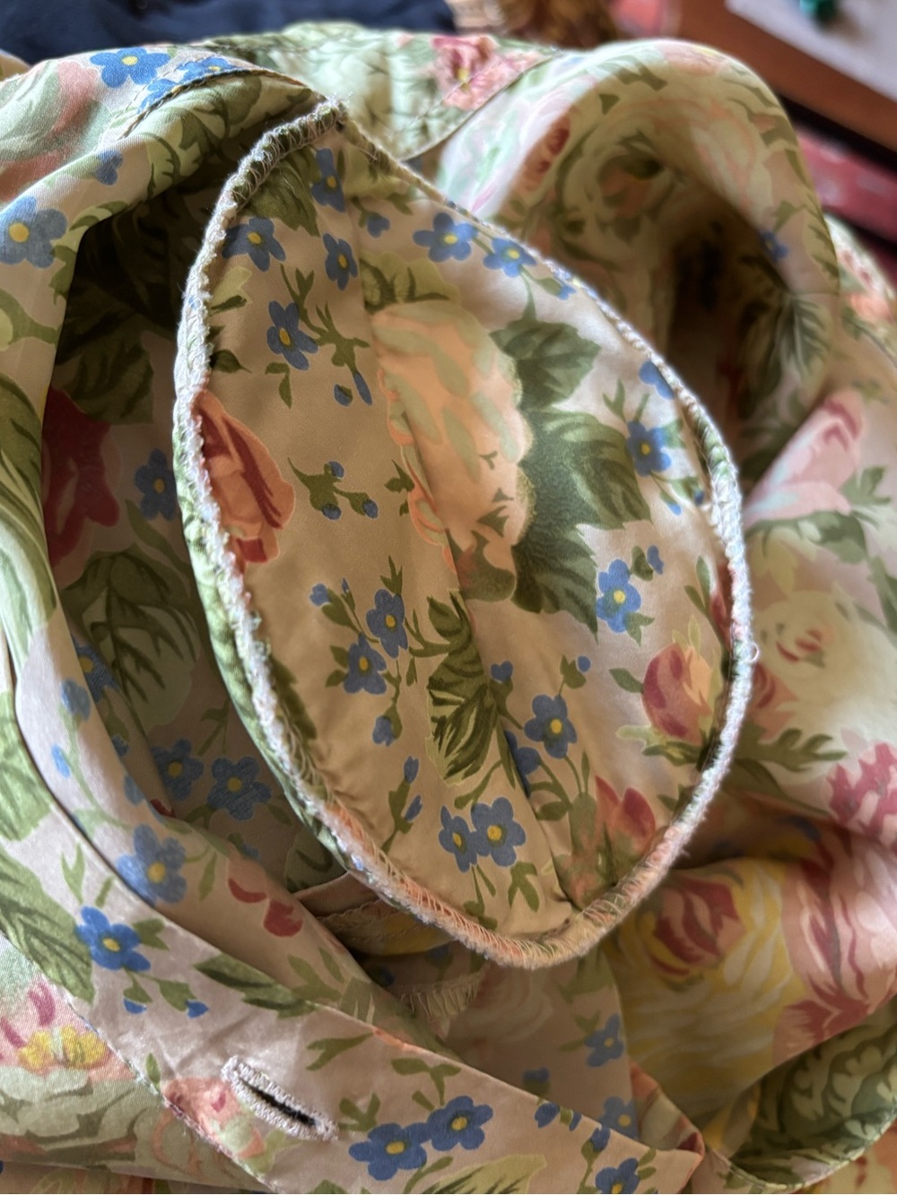 VINTAGE 80s floral SILK BLOUSE cottagecore SHOULDERPADS designer LARGE - Picture 5 of 6